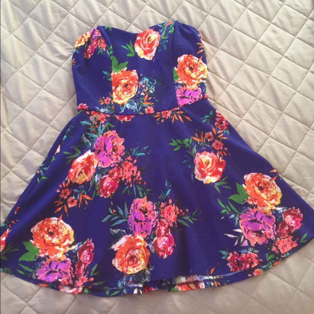 Blue floral romper dress